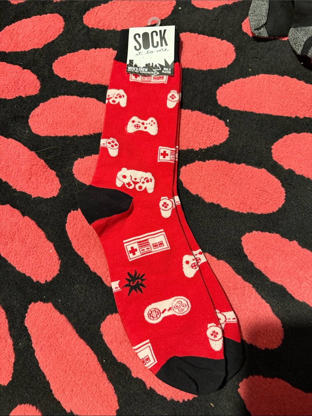 Red Video Game Crew Socks for Men by Sock It To Me